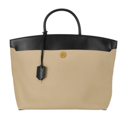 Medium Society Tote, Canvas/Leather, Black/Biege, MII, DB/CL/K, 2*